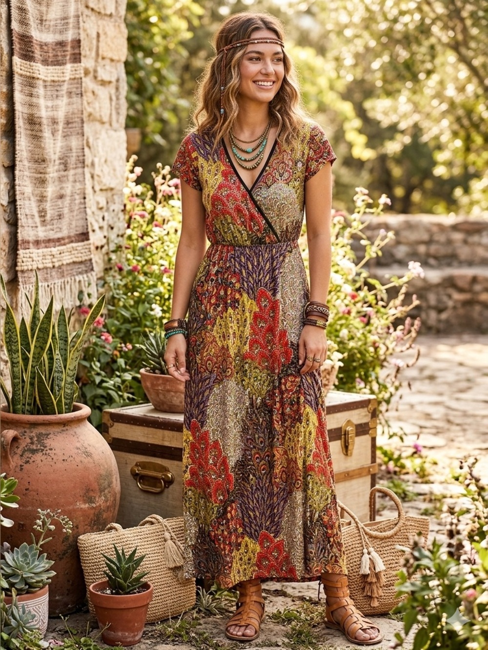 Dream Dance Boho print Sequin Dress